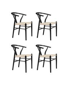 Levede 4x Dining Chairs Wooden Hans Wegner Chair Wishbone Chair Cafe Lounge Seat