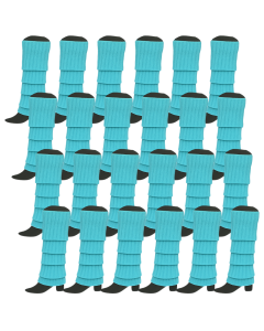 24x Sky Blue Ribbed Leg Warmers Bulk Pack - Womens Dance Costume/80s Party