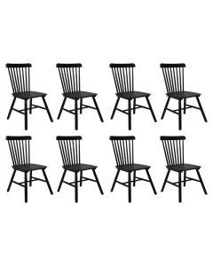 Levede 8xDining Chairs Kitchen Windsor Chair Natural Wood Cafe Lounge Seat Black