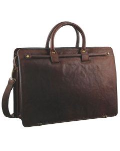 Pierre Cardin Mens Rustic Leather 15" Laptop Shoulder Bag - Chestnut (Computer Briefcase)