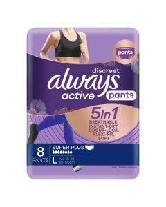 Always Discreet 5 in 1 Pants Large 16-22 95-125cm 8 Pack