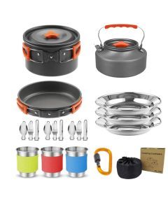 Pot Kettle Camping Cookware Set Grey