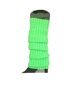 24x Fluro Green Ribbed Leg Warmers Bulk Pack - Womens Dance Costume/80s Party