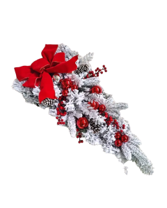 Christmas Flocking Wreath Door Hanging - Rattan Reverse Hanging Tree Decoration