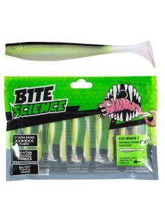 10 Pack of 3 Inch Bite Science Kick Minnow Soft Plastic Lures - Greenback Herring