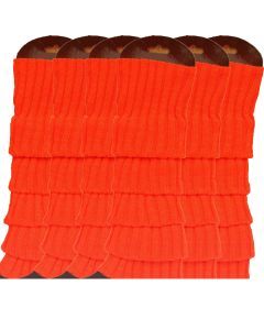 6x Orange Ribbed Leg Warmers Bulk Pack - Womens Dance Costume/80s Party