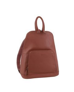 Milleni Ladies Leather Twin Zip Rucksack - Rose (School Shoulder Bag)