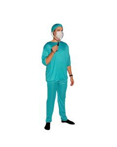 Mens Doctor Scrubs Costume w/ Surgical Face Mask - Hospital (Halloween & Fancy Dress)