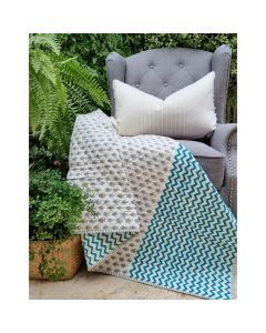 Kolka GOTS Organic Cotton Reversible Baby Quilt (100x120cm) - Little Fish (Blue)