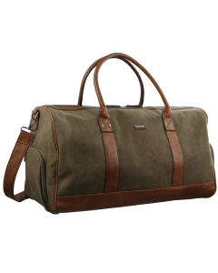 Pierre Cardin Mens Canvas Travel Duffle Bag - Brown (Weekend Overnight Business Bag)