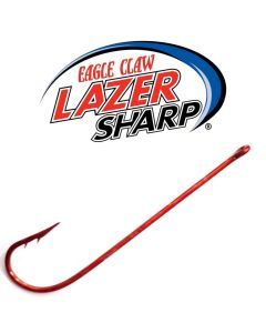 25 Pack of Size 6 Eagle Claw LT6088U Red Long Shank Hooks-Double Barbed Carlisle