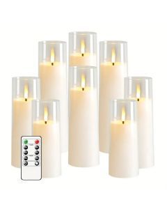 5pcs Flicker Flameless Candle Set with Remote Control and Timer - LED Candle for Festive Decor (White)