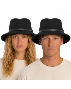 Jacaru 1849 Wool Traveller Hat - Black (100% Australian Wool Crushable Fedora)
