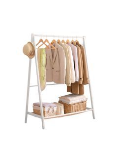 Levede Clothes Rack Wooden Wardrobe Garment Coat Hanging Rail Shoe Storage 120cm