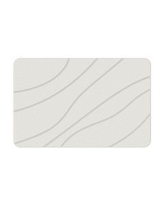 Hard Diatomite Bath Mat Super Dry Anti-Slip - Off White & Wave Line Design