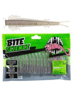 15 Pack of 2.5 Inch Bite Science Twitch Worm  Soft Plastic Lures-UV Purple Pearl