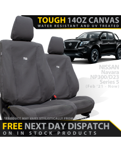 Nissan Navara NP300 Series 5 Retro Canvas 2x Front Seat Covers