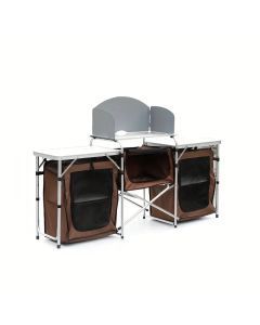 Portable Foldable Outdoor Kitchen Table with Food Storage Organizer