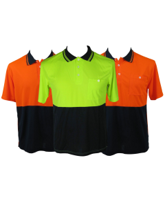 3x HI VIS Polo Shirt Bulk Pack - High Visibility Short Sleeve Safety Workwear (Breathable Mesh)