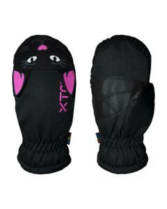 XTM Black Kitty Cat Puppet Kids Winter Snow Mittens