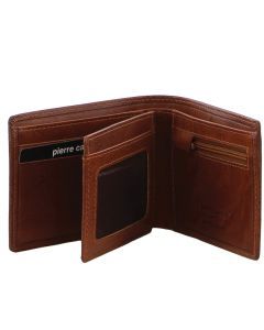 Pierre Cardin Mens Leather Bi-Fold RFID Wallet - Tan (Credit Card Slots Flap)