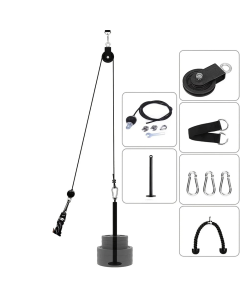 Nine-Piece Pulley Fitness Accessories Kit Black