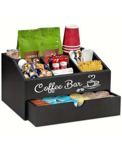 Wood Coffee Station Organizer with Drawer