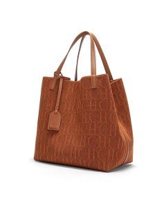 Womens Large Capacity PU Shoulder Bag (Brown)