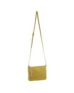 Pierre Cardin Leather Triple Compartment Crossbody Bag - Yellow (Tassel Strap)