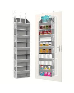 5-Shelf Over-the-Door Organizer with 10 Large Pockets - Light Gray