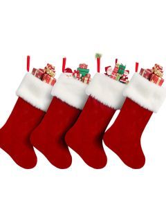 Classic Christmas Stockings Polyester Velvet Tube Socks (4pc)
