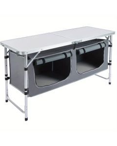 Folding Aluminum Table with Storage Cabinet