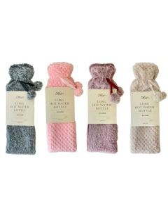 2L Extra Long Hot Water Bottle with Soft Comfy Cover Winter Warm Natural Rubber Bag