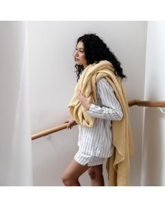 100% Cotton Waffle Blanket - Queen -  Straw Yellow