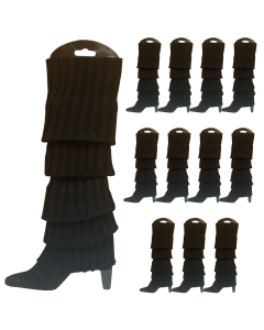 12x Black Ribbed Leg Warmers Bulk Pack - Womens Dance Costume/80s Party