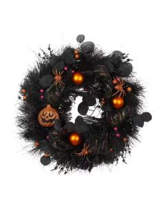 Halloween Wreath with Jack-O-Lanterns and Bats