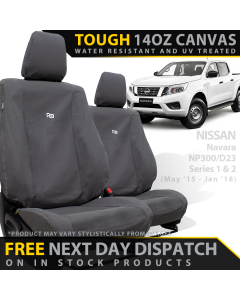 Nissan Navara NP300 Series 1 & 2 Retro Canvas 2x Front Seat Covers (In Stock)