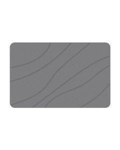 Hard Diatomite Bath Mat Super Dry Anti-Slip - Dark Grey & Wave Line Design
