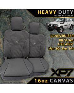 Razorback 4x4 XP7 Heavy Duty Canvas 2x Front Seat Covers suitable for a Toyota Landcruiser 80 Series GXL & RV (Available)