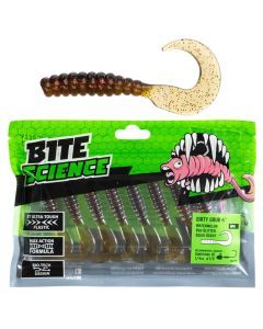 8 Pack of 4 Inch Bite Science Dirty Grubs Soft Plastics - Watermelon Red Glitter