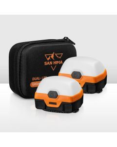 San Hima 2xLED Camping Lantern Light Rechargeable w/ Lithium Battery Amber White