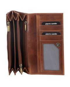 Pierre Cardin Womens Soft Italian Leather RFID Purse Wallet - Cognac