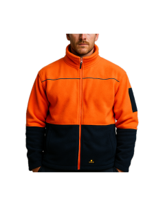 HI VIS Polar Fleece Sherpa Full Zip Jacket  - Orange (Thick Lined  Winter Safety Jumper)