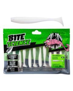 10 Pack of 3 Inch Bite Science Kick Minnow Soft Plastic Lures - Glow White