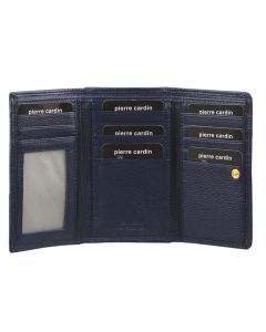 Pierre Cardin Womens Soft Italian Leather RFID Rustic Purse Wallet - Navy
