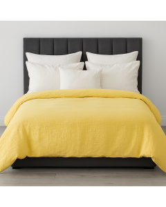 Sunday Retreat 100% Cotton Muslin Queen Duvet Cover Set with 2 Pillow Cases - Yellow (Quilt Cover)
