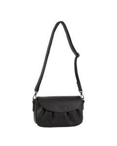 Pierre Cardin Leather Pleated Crossbody Bag - Black (Adjustable Detachable Strap)