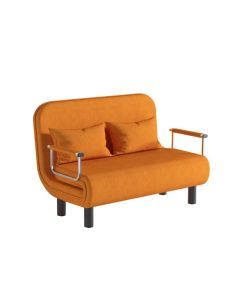 Orange Foldable Sofa Bed - Convertible Chair with Adjustable Height - Single Stool Design