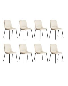 Levede Set of 8 Stackable Dining Chairs Kitchen Lounge Chair PU Leather Beige