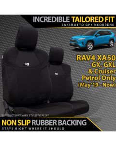 Toyota RAV4 XA50 GX/GXL/Cruiser Petrol Neoprene 2x Front Row Seat Covers (Made to Order)